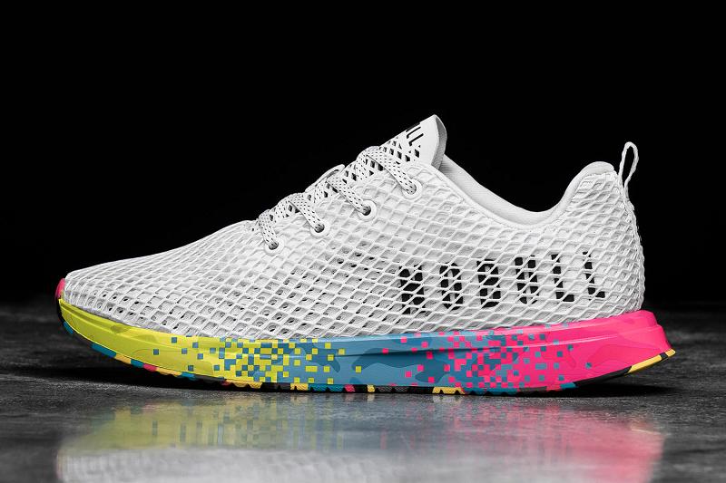 White Nobull Neon Glitch Mesh Runner Women\'s Running Shoes | CA W1660N